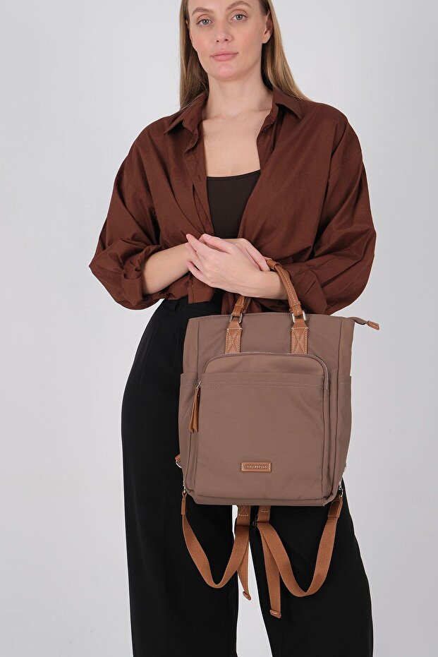 Brown - Tan Satin Women's Handbag Sp1226