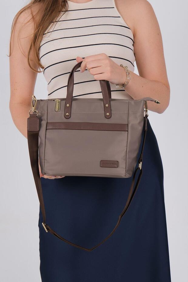 Sand - Brown Satin Women's Handbag Sp1214