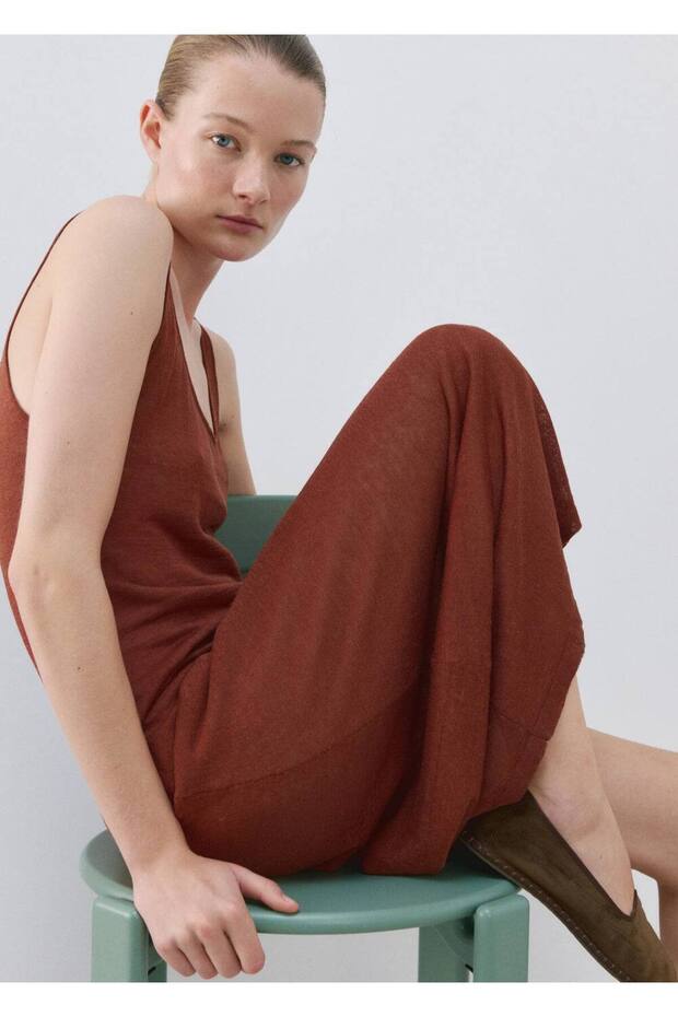 Keten triko elbise - 8