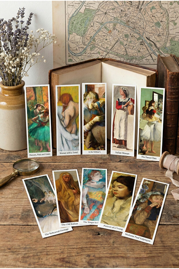 Edgar Degas Themed Set of 10 Bookmarks - Ballerinas - Laminated Photo Print (5X14 cm)