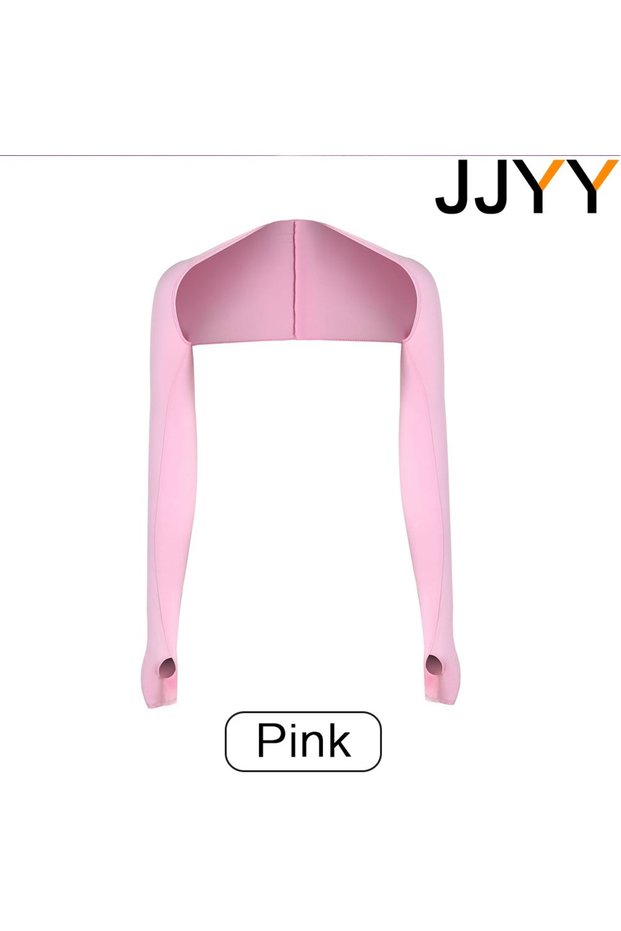 Pink Silk Shawl Sleeve Arm Sunscreen UV Protection Sports Gloves Outdoor Activities Running Fishing