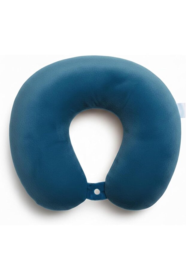 U-Shape Travel Neck Pillow – Soft Plush Fabric with Adjustable Button Closure, Ergonomic Neck Supp