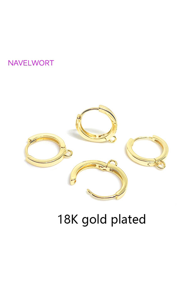 4 pieces 18K gold plated 14K Gold Plated Round Hoop Earring Clasps Fitting Base Findings,Clasp For E