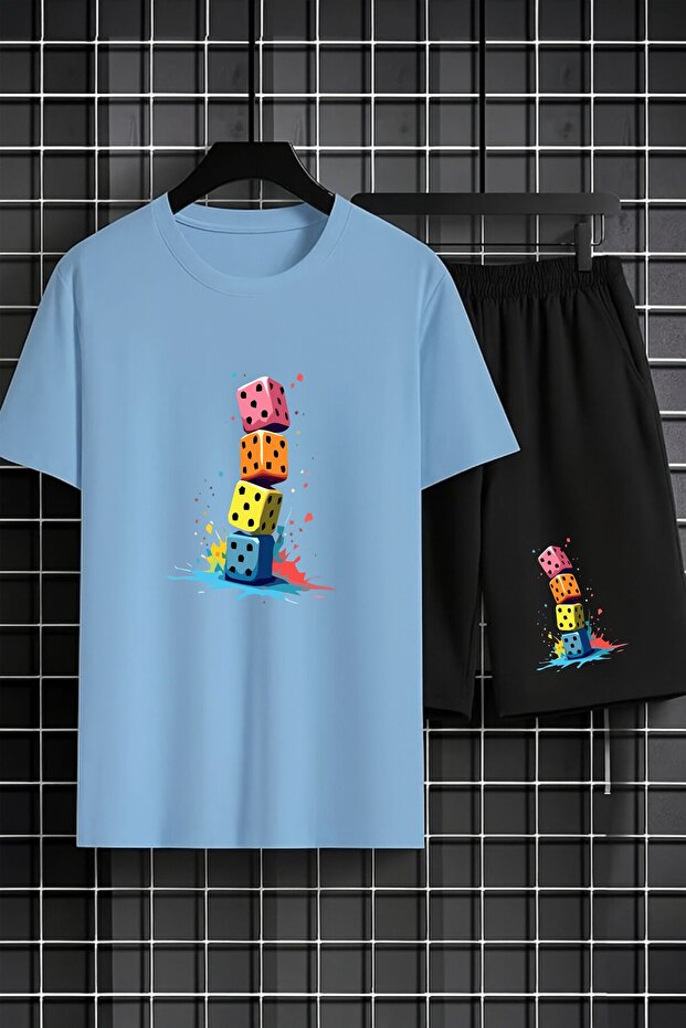 Unisex Women Men Shorts Colorful Dice Printed