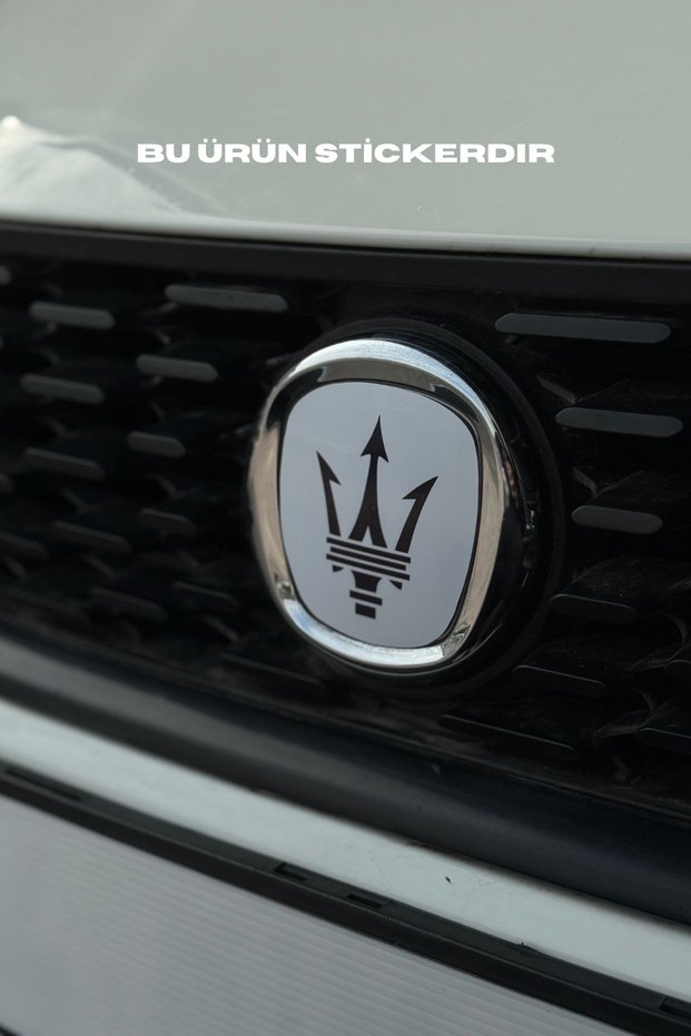 Front Rear Maserati White Logo Sticker for Fiat Egea
