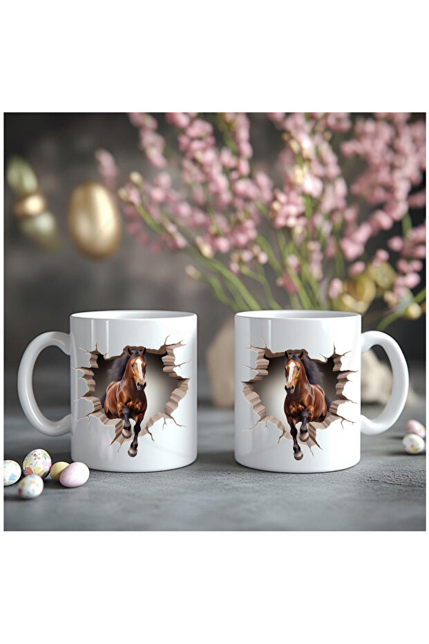 3D Horse Printed Cup Glass
