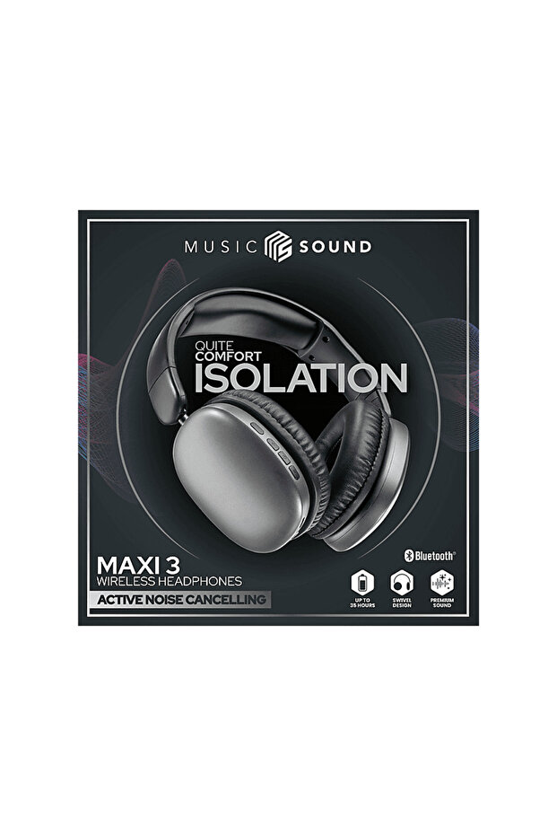 CELLULARLINE Music Sound Maxi 3 ANC Katlanabilir Bluetooth Kulak Üstü Kulaklık Siyah - 2