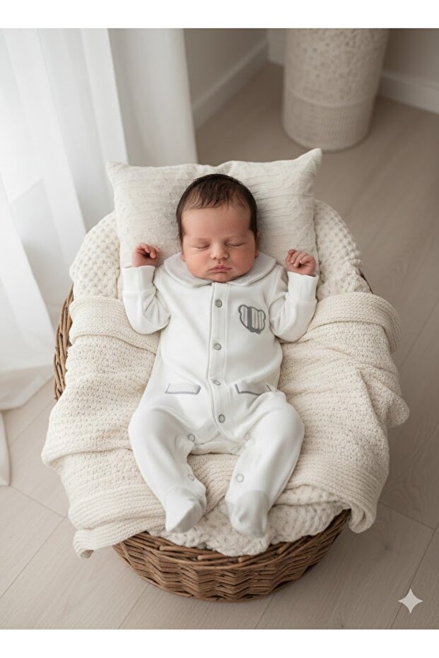 Baby Boy Romper Plain 100% Cotton Fabric Shirt Collar (Sizes from 5-9 Months Are Footless Rompers)