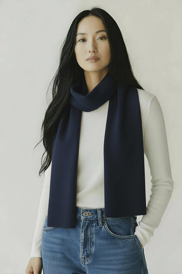 Lacivert Basic Triko Atkı - 1