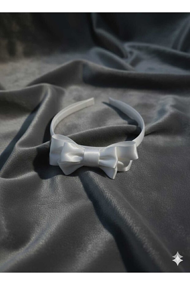 White Satin Bow Bridal Crown - Wedding Baby Shower and Maternity Hair Accessory
