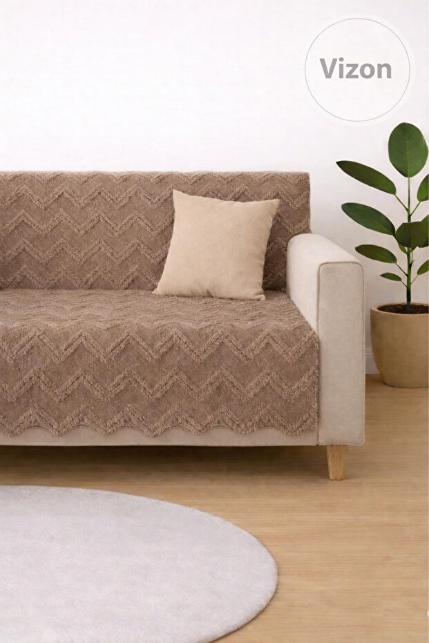 Sofa Cover 175X215 cm – Zigzag Pattern Sofa Cover, Non-Slip, Washable, Luxury Fabric Chenille Jacquard