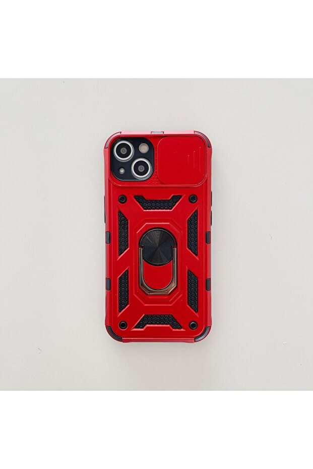 Protective case compatible with Apple iPhone 13 Defender Model 4 with stand, Red - 2
