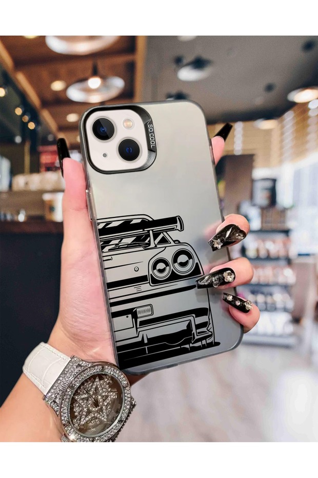 iPhone 15/14 Compatible Car Print Pattern Quality Luxury Phone Case Mk01A