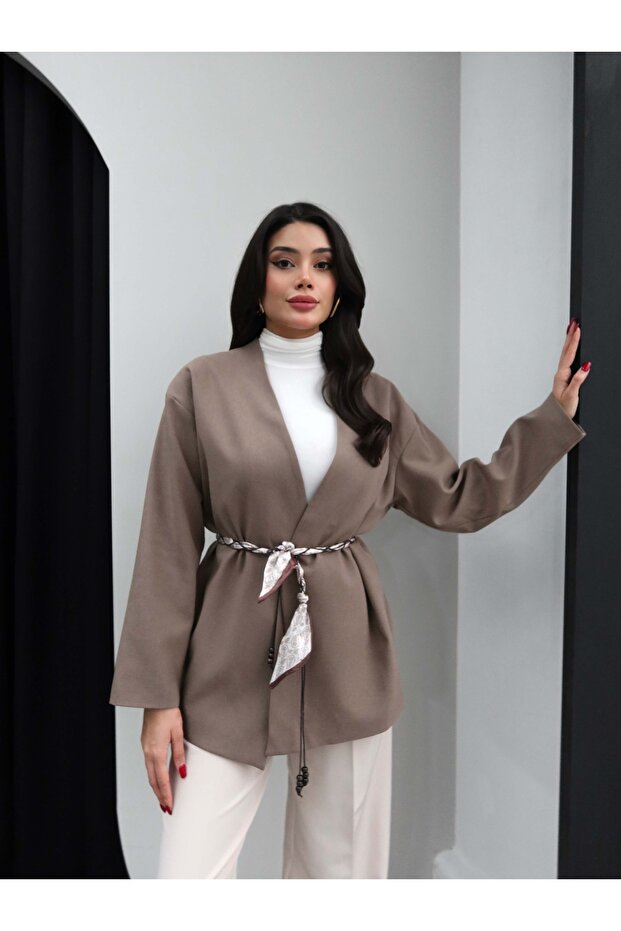 Fular Kemerli Ceket - 2