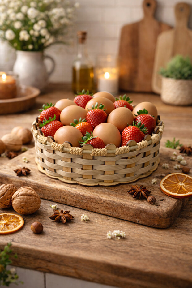 Wooden Basket Medium Size – Handmade Natural Wood Organizer & Presentation Basket