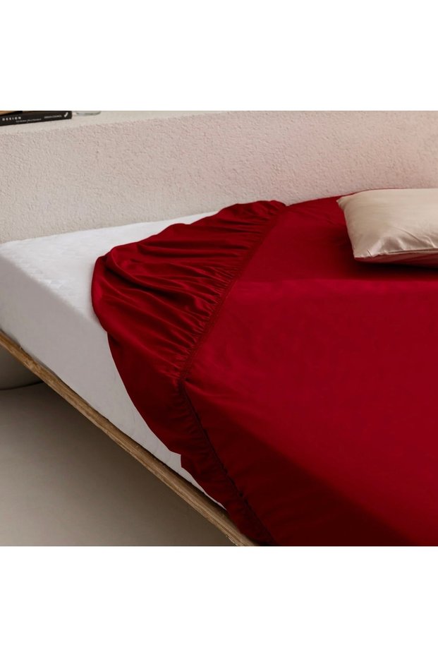 Red 100% Cotton Fitted Sheet