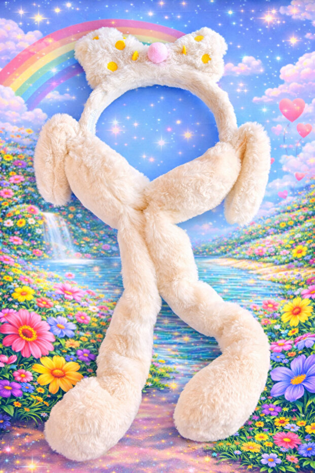 Moving Playful Rabbit Headphone Plush Headphone Colorful for Children and Adults