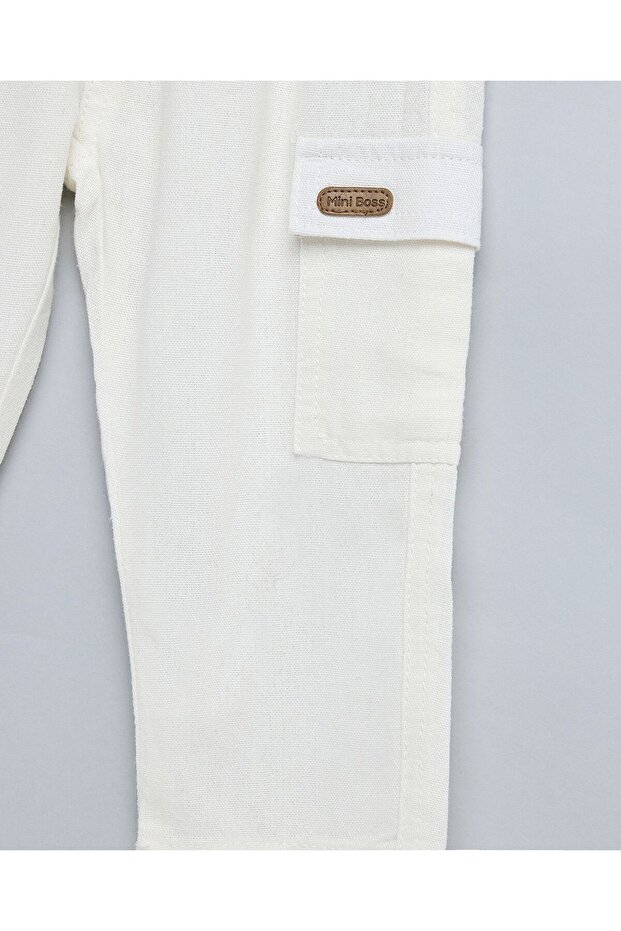 بنطلون كارغو سادة مع خصر برباط - 3