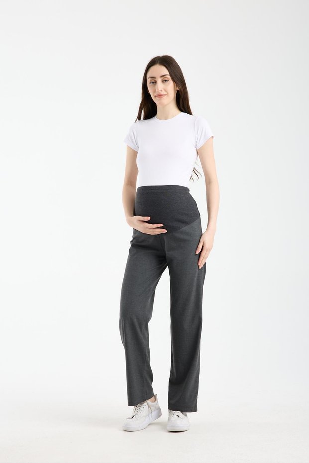4564-Flexible Maternity Wear with Abdominal Band, Wide Leg Fabric Pants