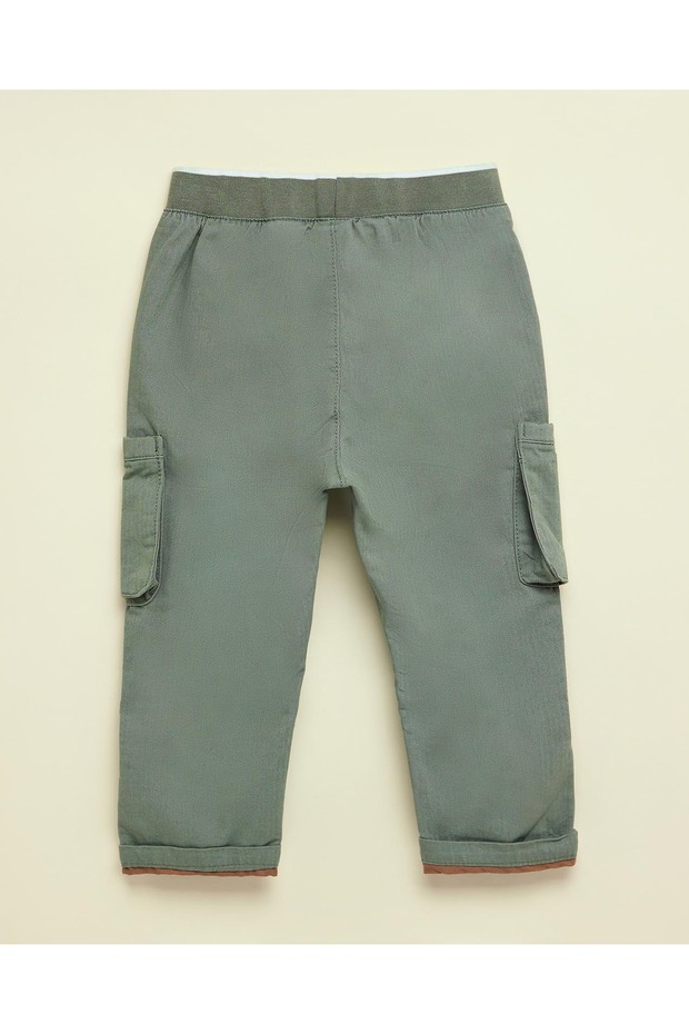 بنطلون كارغو سادة مع خصر برباط - 2