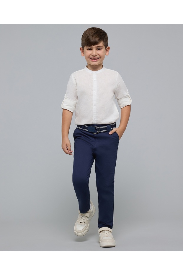 بنطال سادة بقصة عادية مع إغلاق بأزرار - 2