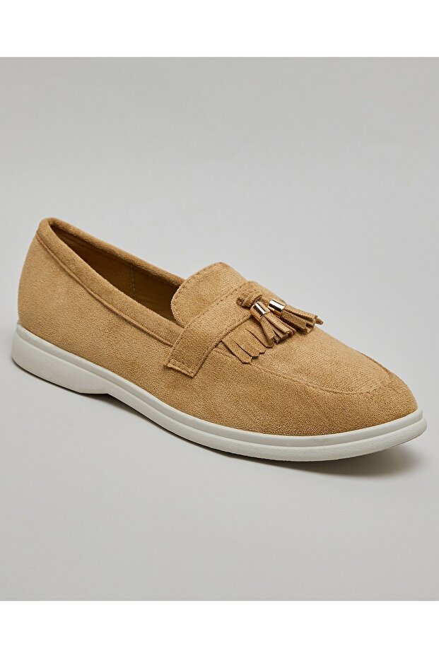 Women's Beige Tassel Detail Loafers