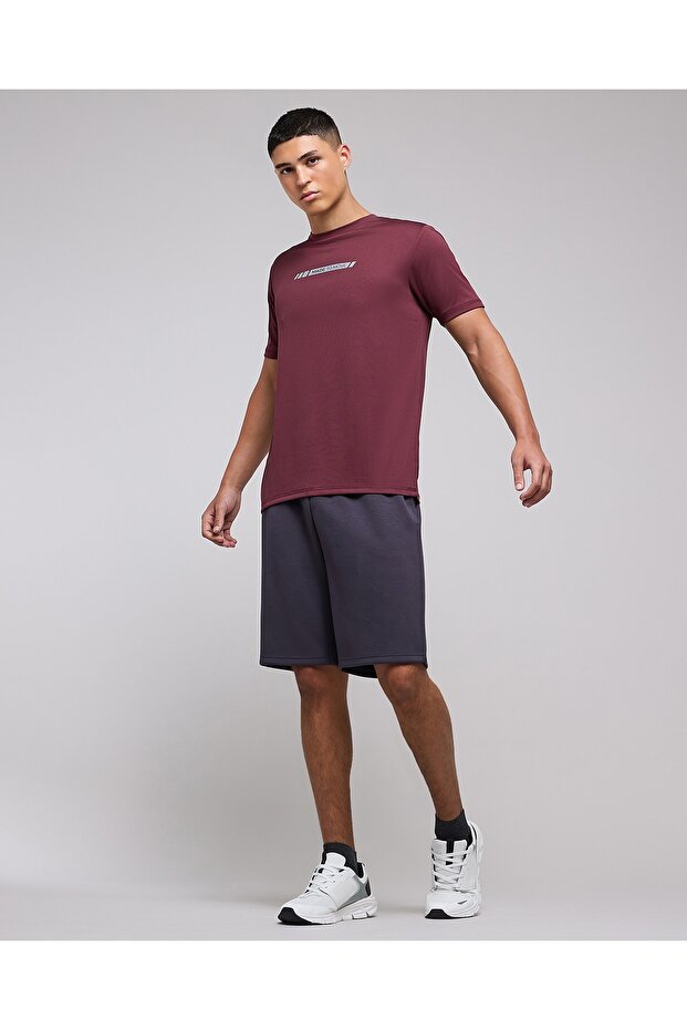 Typography Print Active T-Shirt With Crew Neck And Short Sleeves