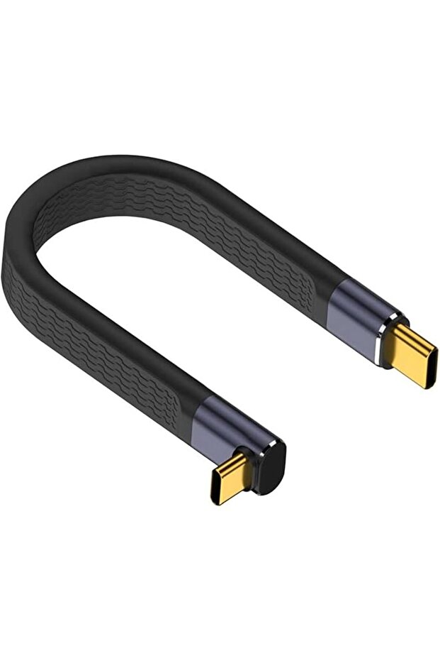 Short USB C Cable, 5" 40Gbps 240W 90 Degree Flat Cable, 8K PD3.1 USB 4 for Thunderbolt 4, Macbook, M