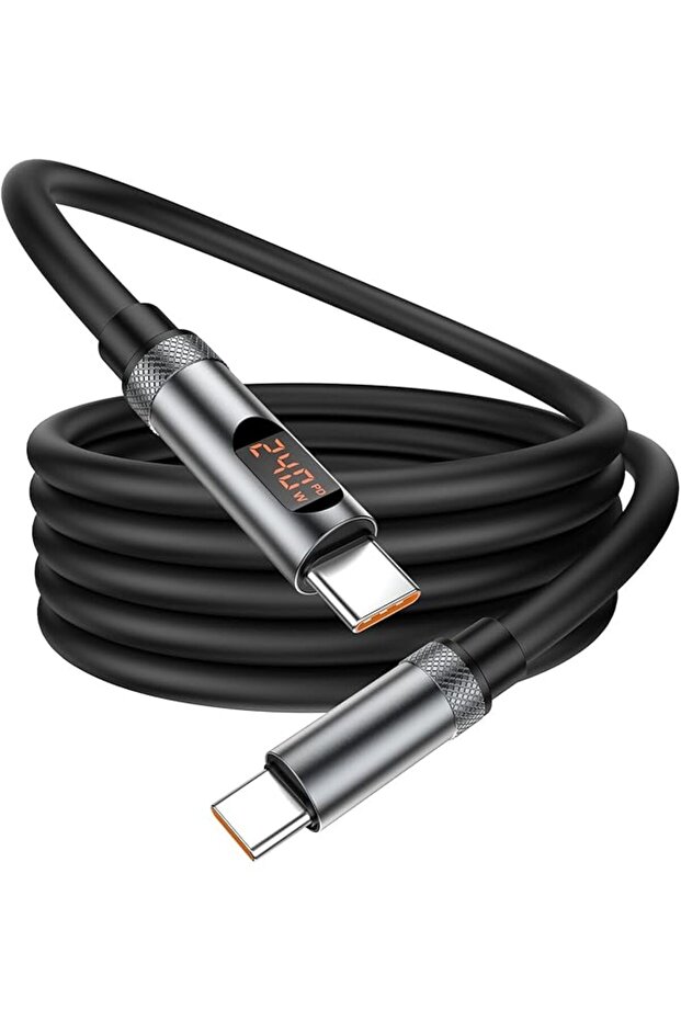 240W USB C to USB C Cable, Type C Fast Charging Cable with LED Display Compatible with iPhone 16/16