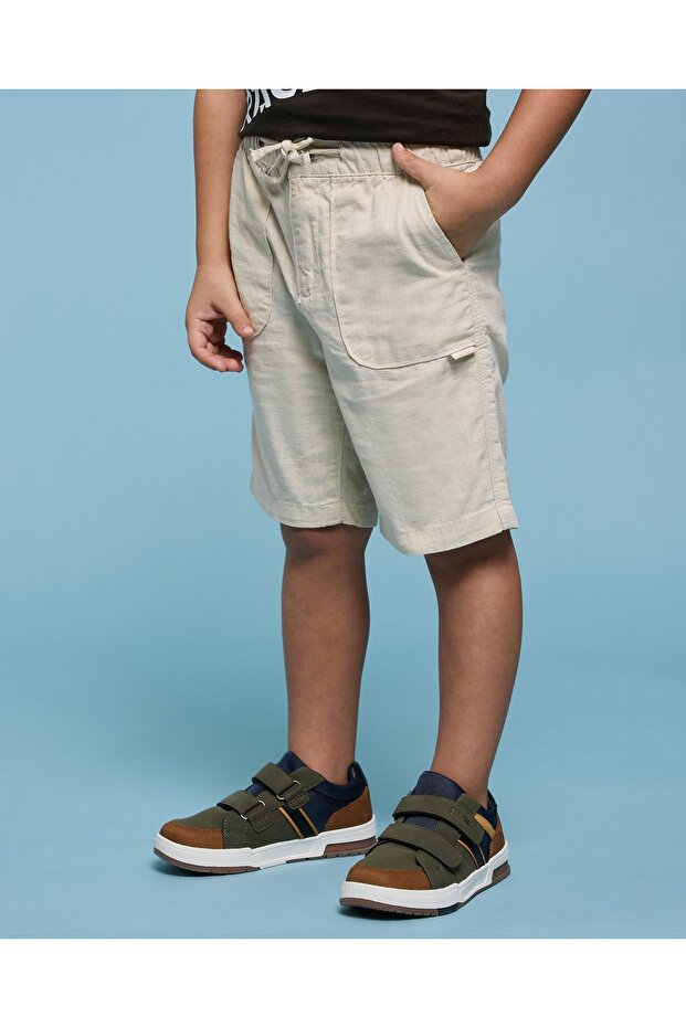 شورت بيج سادة للأولاد بخصر برباط - 3