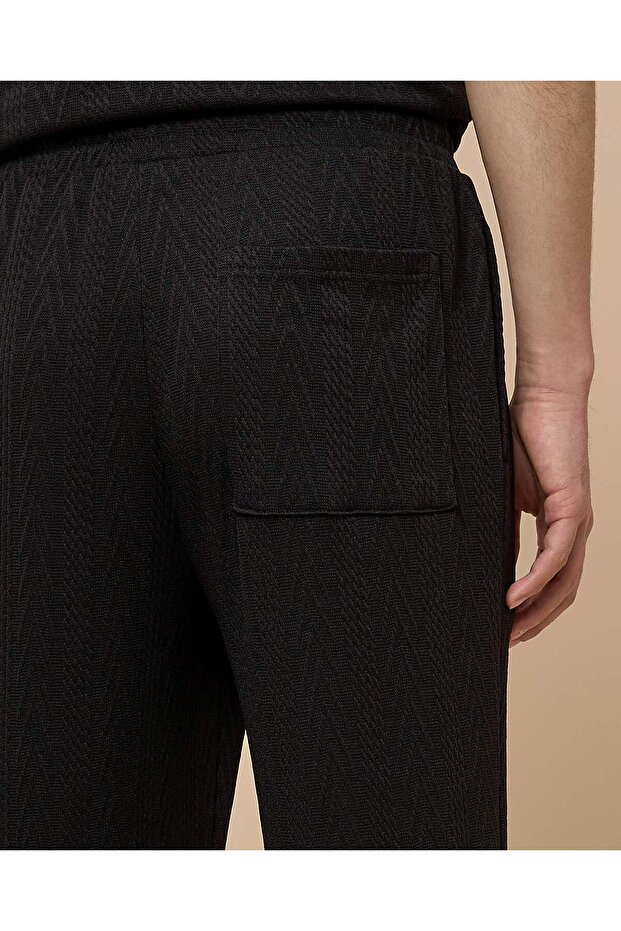 بنطال بنقشة ذاتية مع خصر برباط - 6