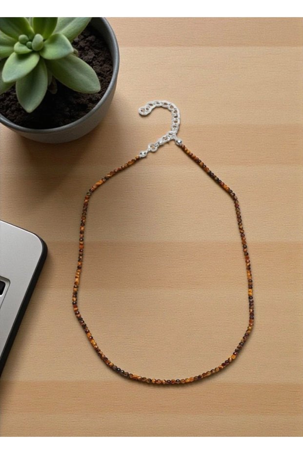 Certified Tiger Eye 2 mm Faceted Cut String Necklace 45 cm