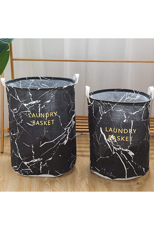 سلة تخزين الغسيل المطبوعة باللون الأسود - 3