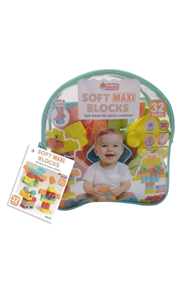 Soft Soft Maxi Blocks with Bag (32 Pieces) + Educational Toy + Motor Skills Development Domestic Production