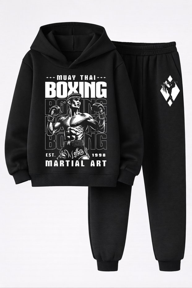 Muay Thai Sports Printed 3-Ply Quality Sweatshirt and Trackpants Children's Top and Bottom Set