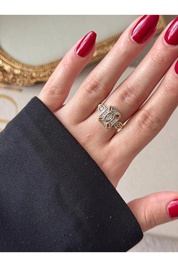 Çelik Ruby Frame Yüzük - 1