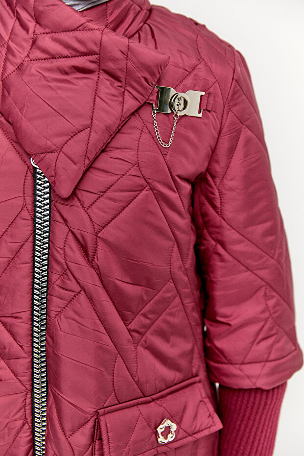 Mendil Yakalı Kapitone Kaban - 5