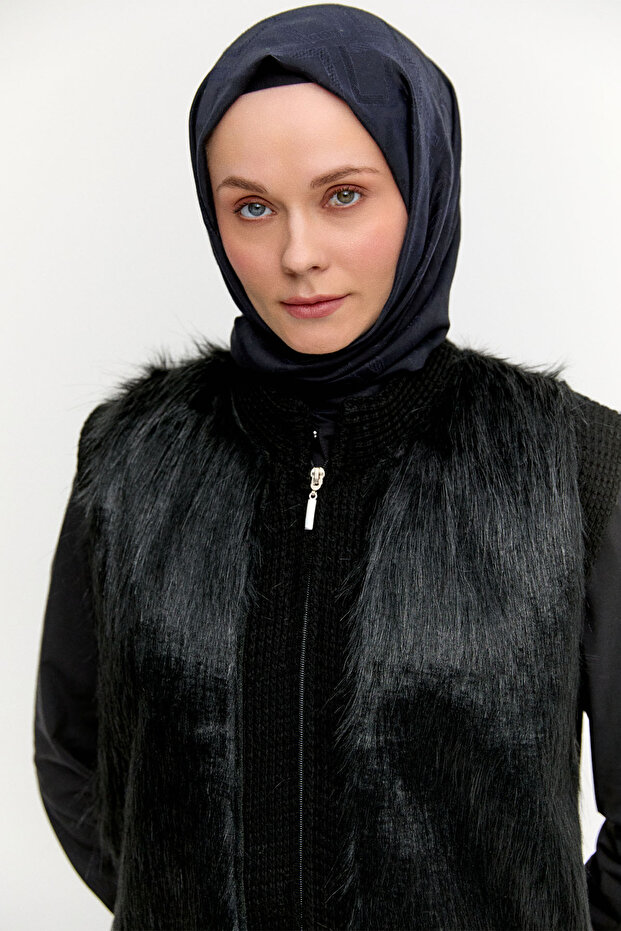 Suni Kürklü Örme Yelek - 3