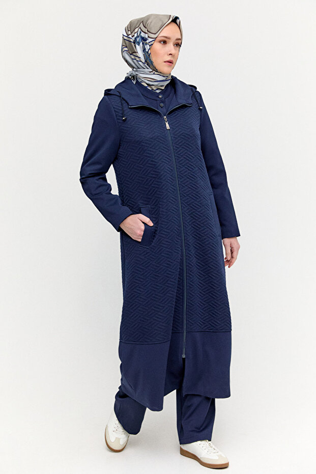 Stoperli Kapüşonlu Fermuarlı Kap - 2