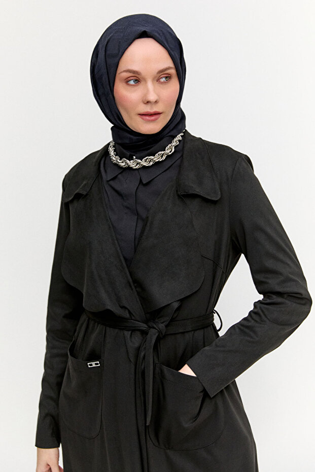 Süet Dokulu Pardesü - 3