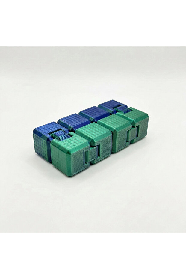 مكعب اللانهاية (Infinity Cube) باللونين الأزرق والأخضر المعدني المطبوع بتقنية ثلاثية الأبعاد - لعبة فيدجيت لتخفيف التوتر ذات ملمس مميز