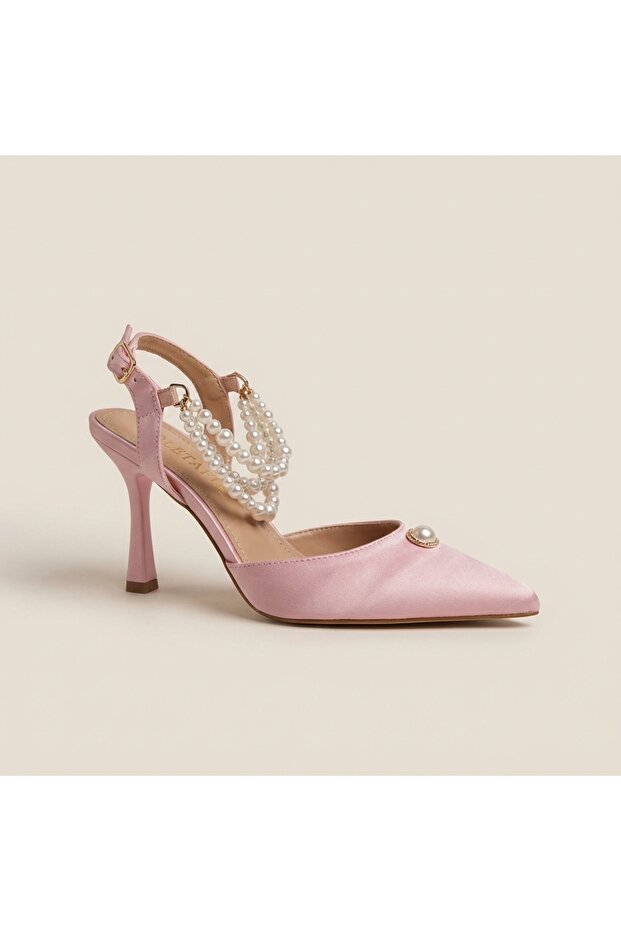Alison Pink Pearl Detailed Heeled Shoes
