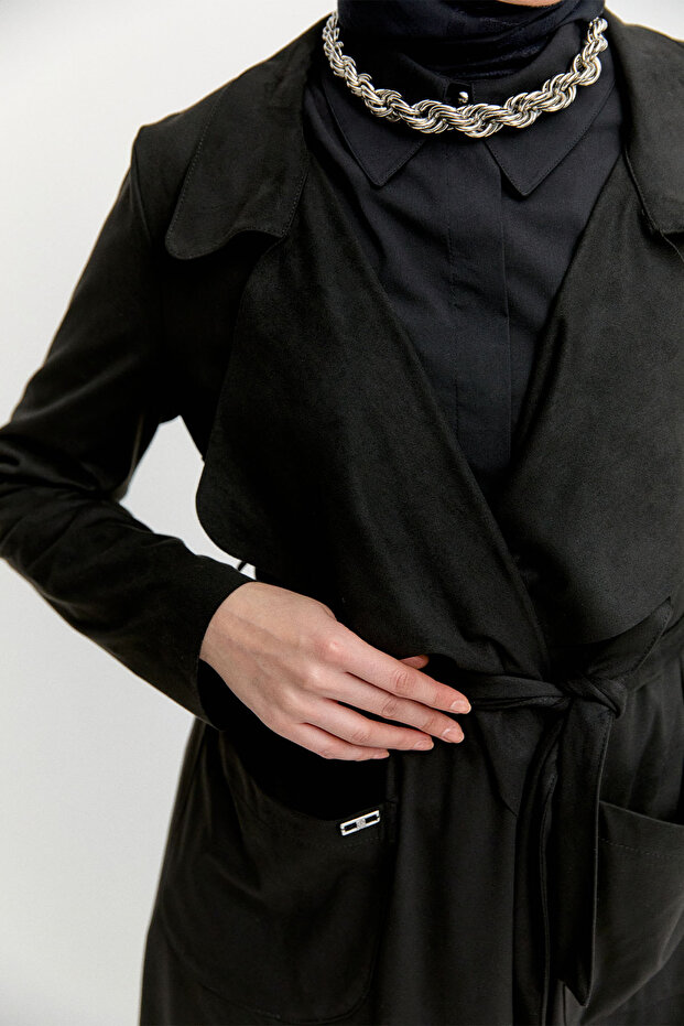 Süet Dokulu Pardesü - 4