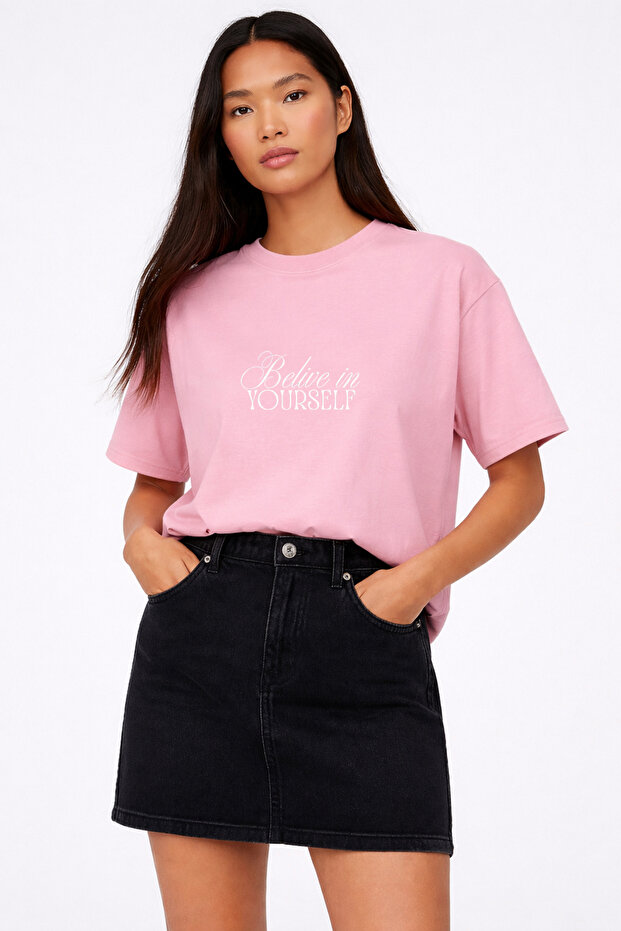Oversized T-Shirt Unisex 100% Cotton Comfortable Fit Believe in Ba Printed Remium