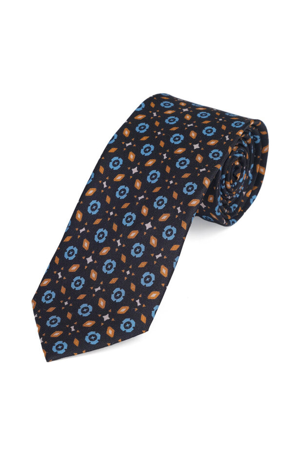 مجموعة ربطة عنق حريرية منقوشة باللون الأسود - 3