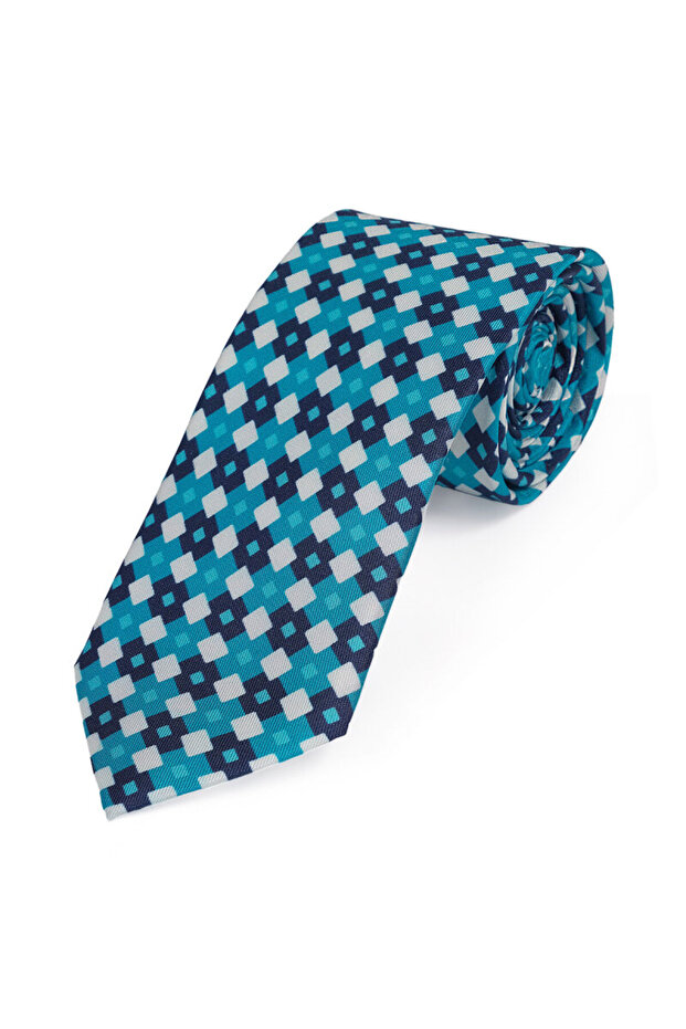 مجموعة ربطات عنق حريرية منقوشة باللون الفيروزي - 3