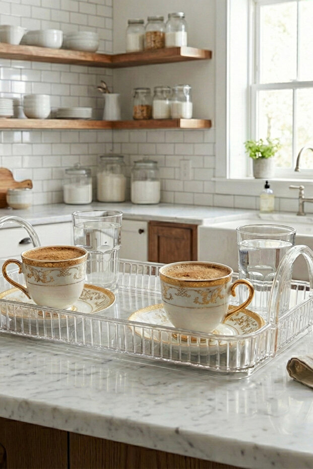 Polycarbonate Retro Tray Serving and Presentation Tray Rectangular Transparent - 1