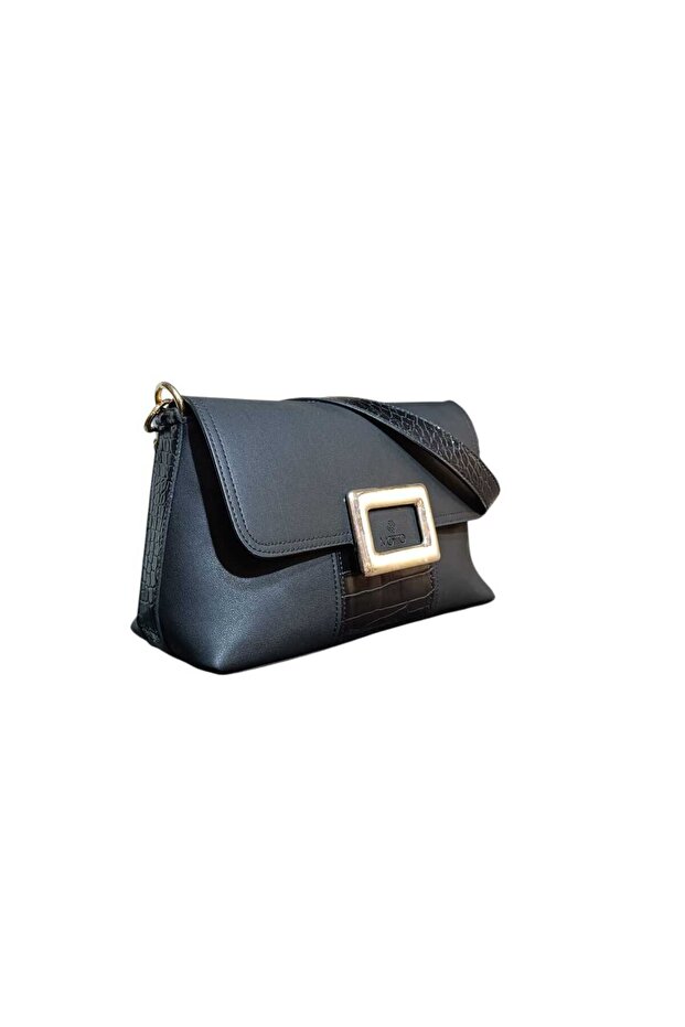 Wonderful Bag with Short and Long Straps, Croco Black