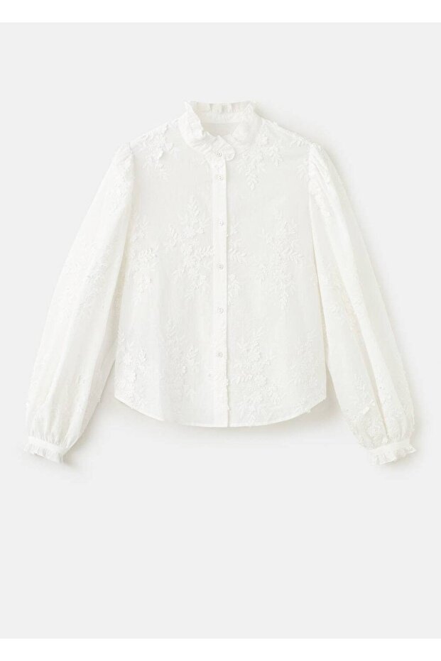 Çiçek işlemeli bluz - 3