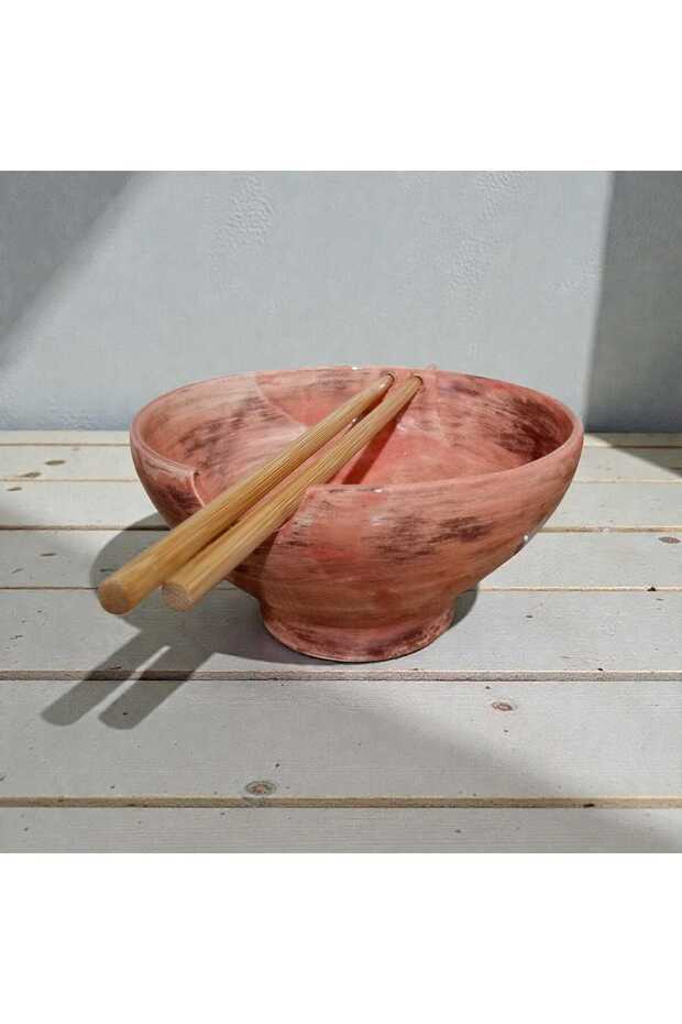 Handmade Ceramic Noodle Bowl – Special Design with Chopstick Slots (Large Size)